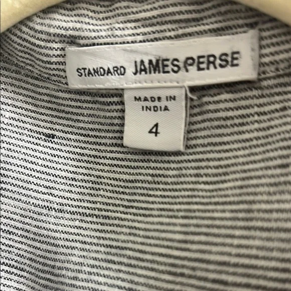 James Perse Black and White Striped Linen Button Down - Picture 3 of 8